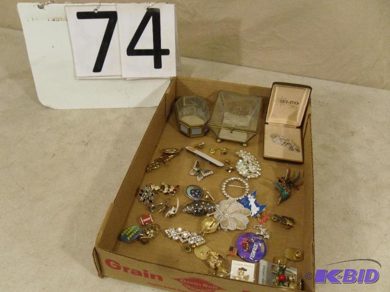 lot 74 image: Lot of Assorted Pins, Brooches, and More. Som...