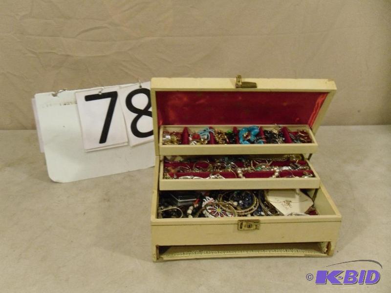 lot 78 image: Jewelry Box FULL of Assorted Jewelry. Definit...