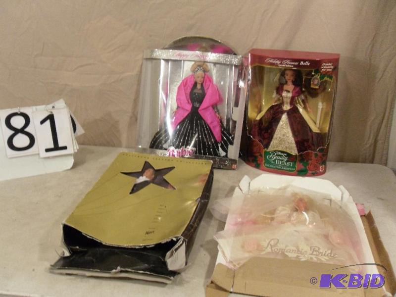 lot 81 image: Lot of 4 Collector Barbies. Boxes are junk bu...