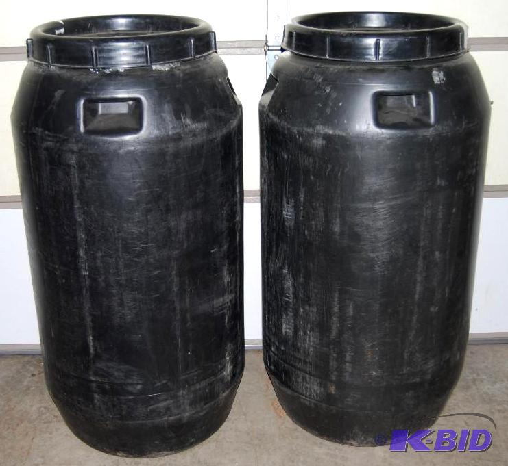 Pair of Heavy Duty Plastic Barrels, 70 gallon...