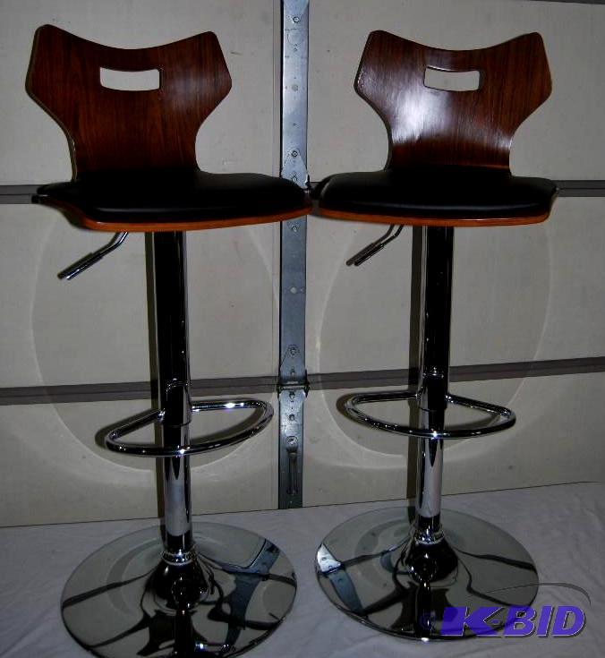 Pair of Baxton Studio Amery Bar Stools, walnu...