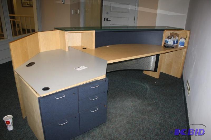 lot 1612 image: Front-End Desk wFront Shelf Secretarial Desk Modern Design