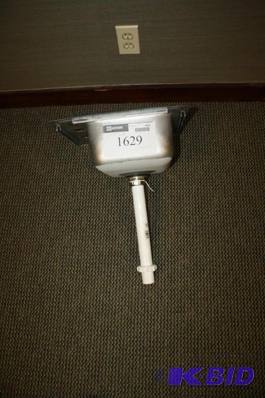 lot 1629 image: Stainless Steel Sink wAttached PVC Pipe