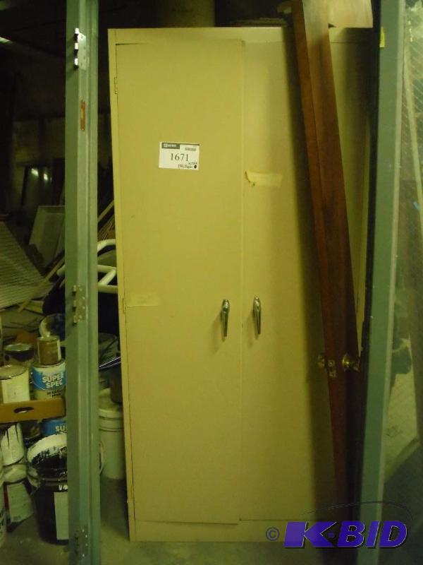 lot 1671 image: Shelving Unit wDouble Doors Includes Contents