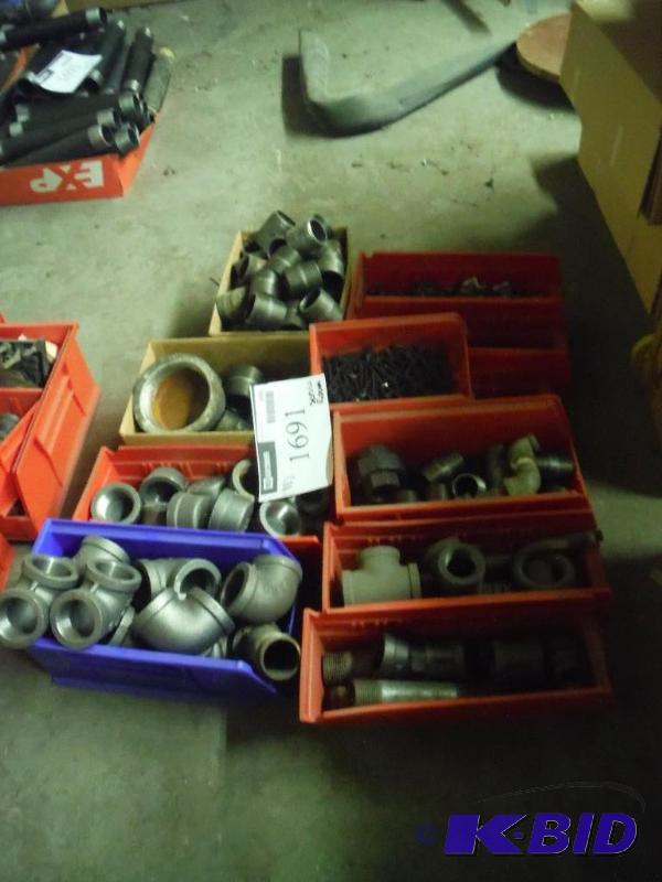 lot 1691 image: Metal Pipe Bends, Adapters, Plastic Containers, And More.