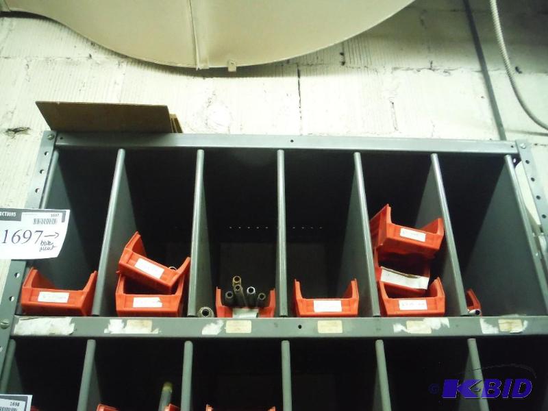 lot 1697 image: Metal Pipe Bends, Threaded Straight Piping, Adapters, Plastic Containers, And More.