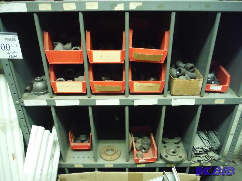 lot 1700 image: Metal Pipe Bends, Threaded Straight Piping, Adapters, Plastic Containers, And More.