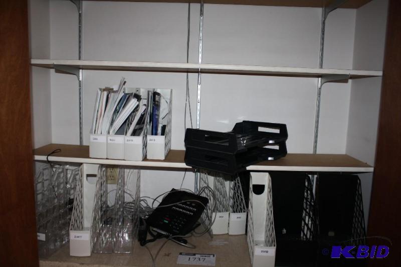 lot 1737 image: Closet Lot Including Shelves, Mail Oranizers, Samsung Phone, And More.