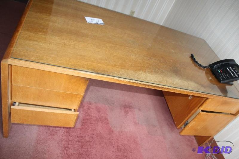 lot 1742 image: Wooden Office Desk & Samsung Phone