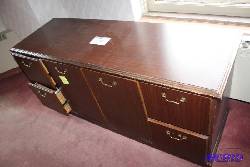 lot 1744 image: Wooden Shelf, Round Table, Dell Tower PC Deminsion 5150, And More.