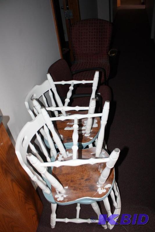 lot 1764 image: Five Chairs Including Four Vintage BlueWhite Chairs Made In Yugoslavia