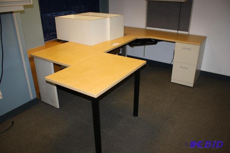 lot 1815 image: Office Lot Including Metal Cubbies, Wooden Cubbies, Office Desk.
