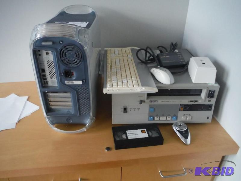 lot 1838 image: Miscellaneous Electronics Including Apple Mac G4 Monitor, Video Cassette Player, And More.