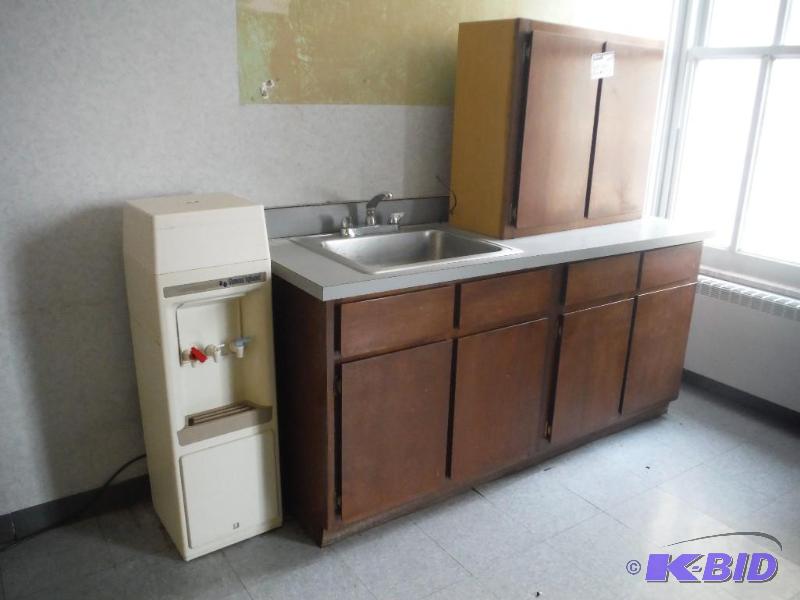 lot 1900 image: Corner Room Lot Including Cabinet unit wFaucet, Water Dispenser, & Detached Cabinet Shelf