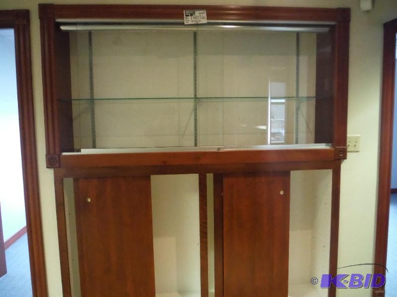 lot 1907 image: Display Case wGlass Doors & Wooden Cabinets wSliding Doors & Handles