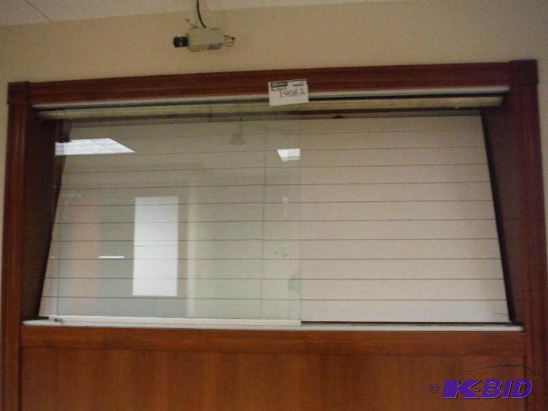 lot 1908 image: Wooden Display Case Mounted In Wall wGlass Door & White Display Board