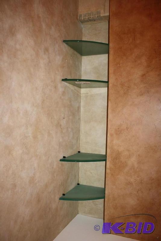 lot 1931 image: Curved Glass Shelving Unit For Corners 4-Pieces
