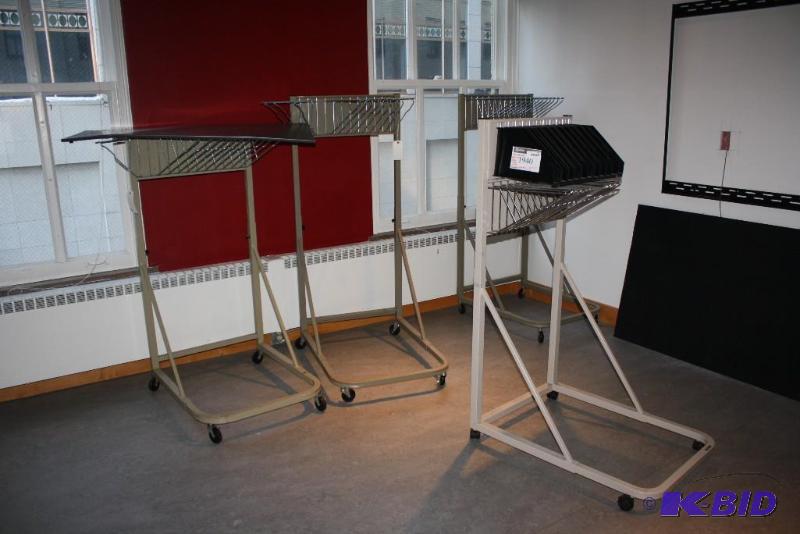 lot 1940 image: Metal Display Units wHangers. Includes Light Fixture
