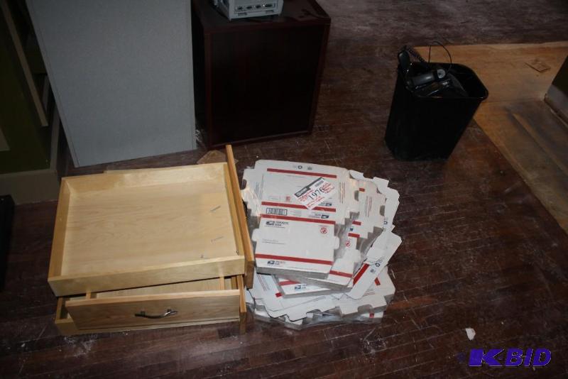 lot 1976 image: Cupboard Drawers, Phones, Priority Mailing Boxes, And More.