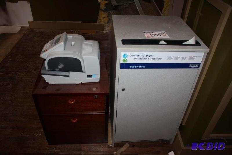 lot 1990 image: Shredd-It Shredder NeoPost Franking Machine Electronics Wooden Drawer