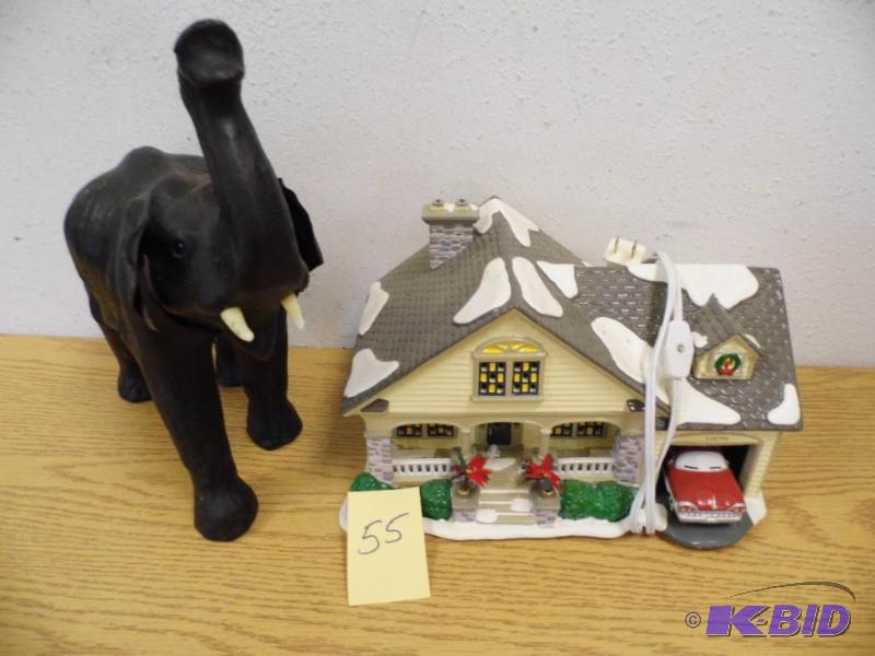 Elephant & Christmas Village Piece
