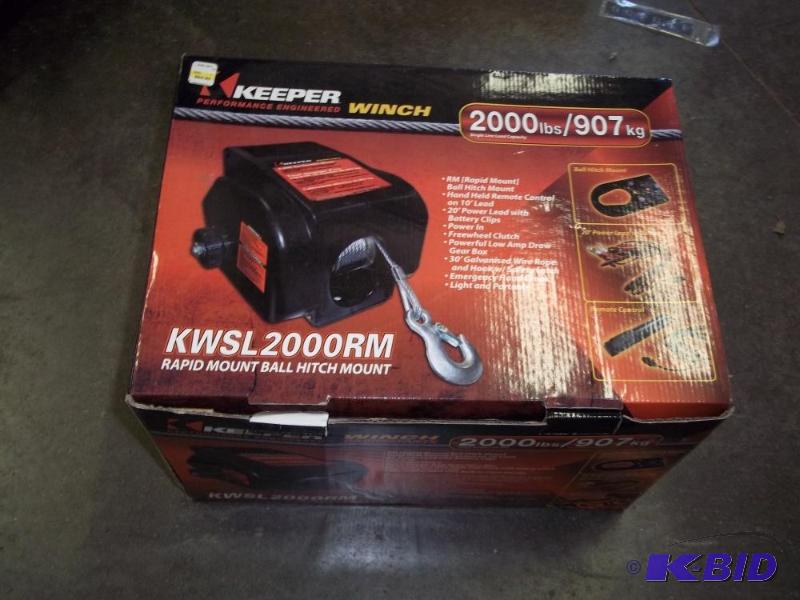 lot 3 image: NEW 2000 lb Keeper winch 12v....