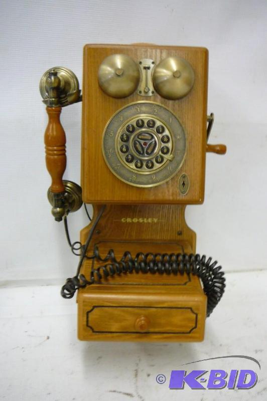 lot 20 image: Crosley wooden wall mount phone ...