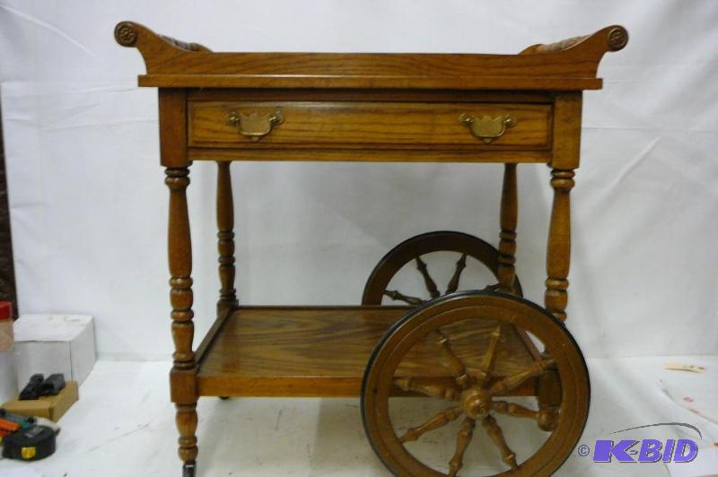 lot 64 image: Wooden buffet cart  20&quotW x 31"...