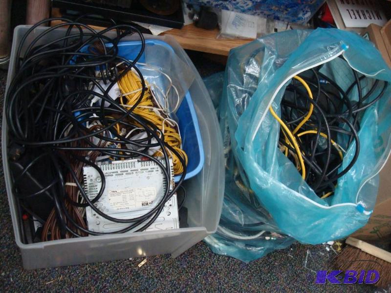 Small Bin And Bag Filled With Wires...