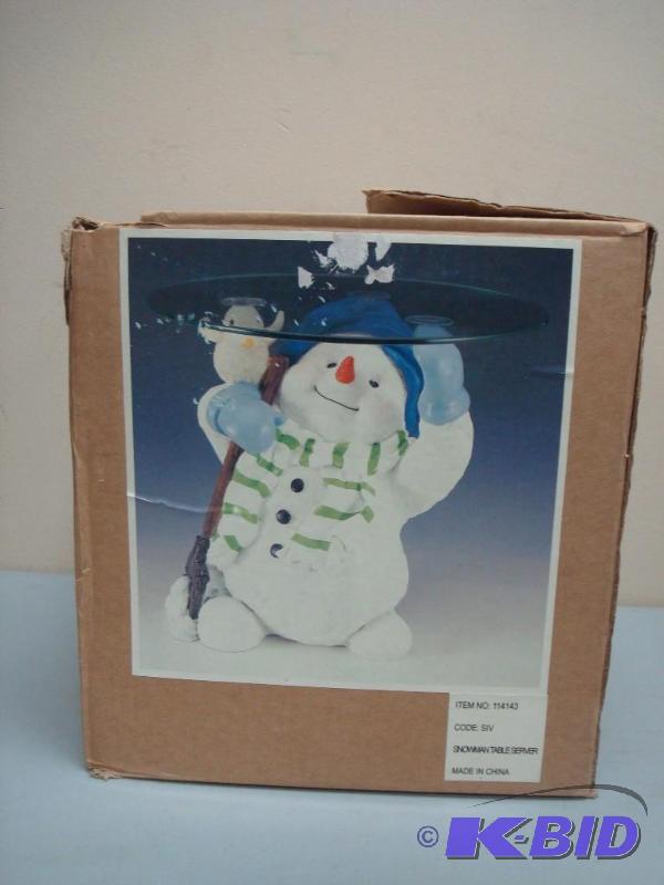 Small Snowman Glass Table, Around A Foot High...