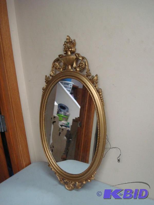 Gold Round Ornate Wall Mirror, Some Wear...
