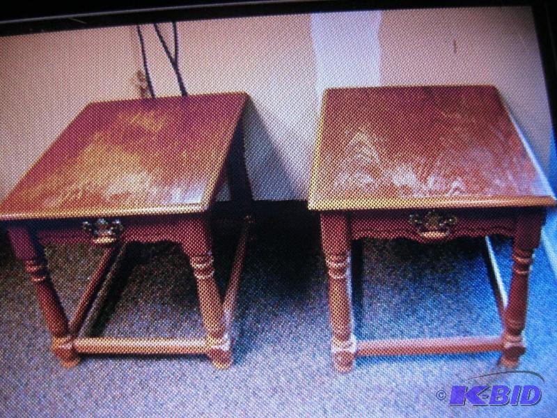 Pair Of Wood End Tables Have Wear...