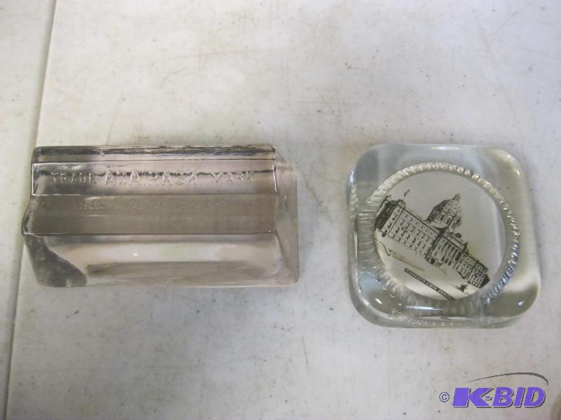 Pair Of Vintage Glass Paper Weights Cushman&n...