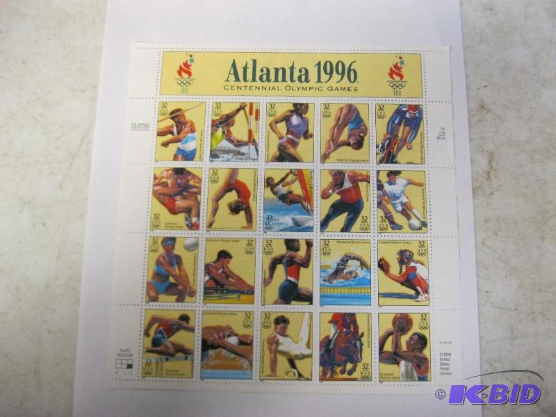 Sheet Of Atlanta Olympic US Stamps Some Damag...