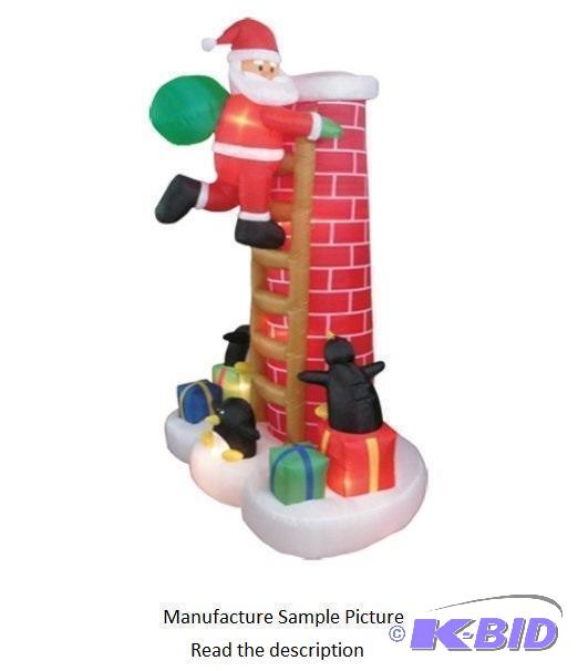 lot 104 image: Inflatable Santa Claus Climbing Chimney w Pe...