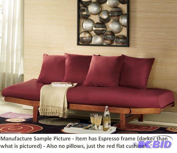 lot 137 image: Futon Lounger with Red Cushion - Visually stu...