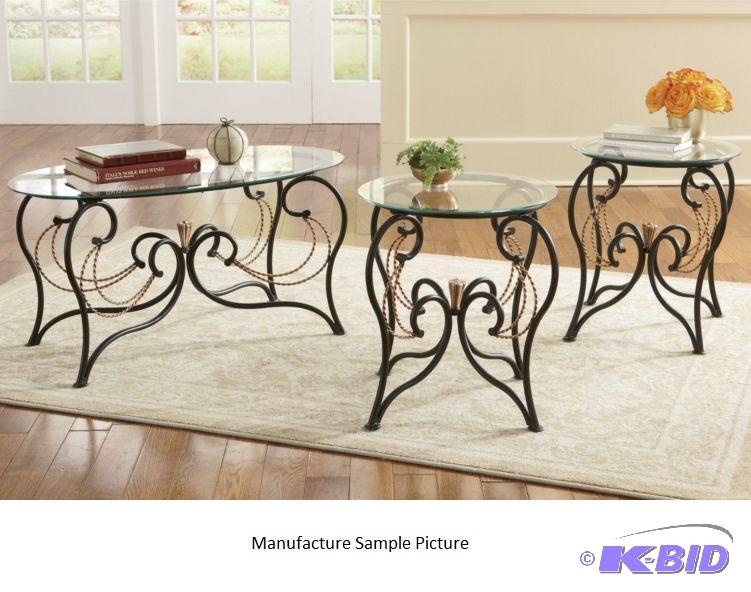 lot 15 image: Rope Twist Three Piece Table Set -&nbspGrace...