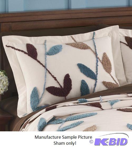 lot 163 image: Wandering Vine Chenille Sham -&nbspCool turq...