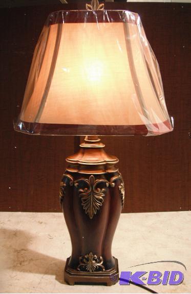 lot 168 image: Maroon Trimmed Table Lamp - 29" tall - M...