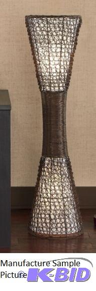 lot 183 image: Woven Wicker Floor Lamp - Floor Lamp is hourg...