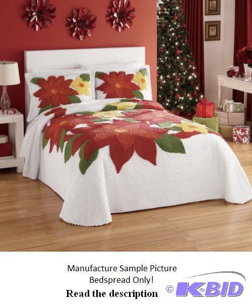 lot 67 image: Poinsettia Chenille Bedspread - Bedspread Onl...