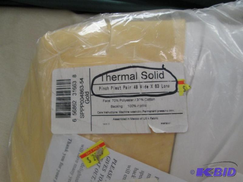 lot 206 image: Thermal Solid Pinch Pleat Pair 48 wide x 63 l...