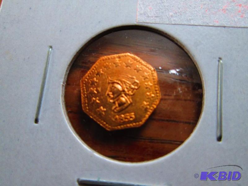 lot 68 image: Token california gold 1855 12 fractional, un...