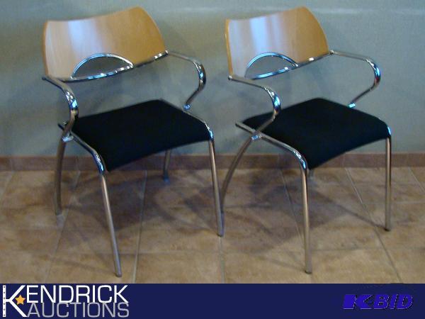 lot 46 image: 2 Mint Condition Westin Nielsen Sita Art Deco Dutch Style Wood Back Chairs