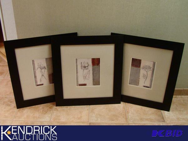 lot 61 image: 3 Wood Framed Lithos by Marcoux
