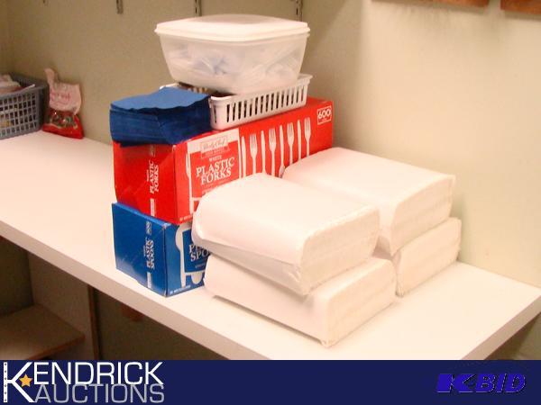 lot 64 image: Lot of Disposable ForksKnivesSpoons and Other Paper Products