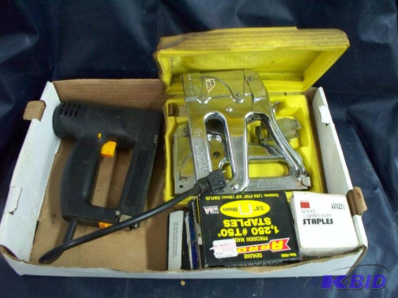 Lot of staplers and staples (electric  manua...
