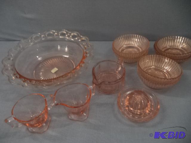 lot 133 image: Pink Depression Glass