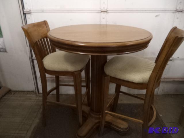 lot 2 image: Hightop Table, Two Stools