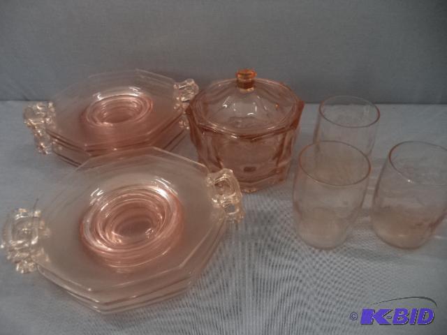 lot 51 image: Pink Depression Glass
